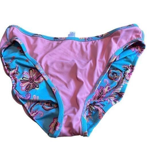 🔹5/$25🔹 VICTORIA’S SECRET Blue and Pink Floral BIKINI‎ BOTTOM Size Medium - Picture 5 of 8